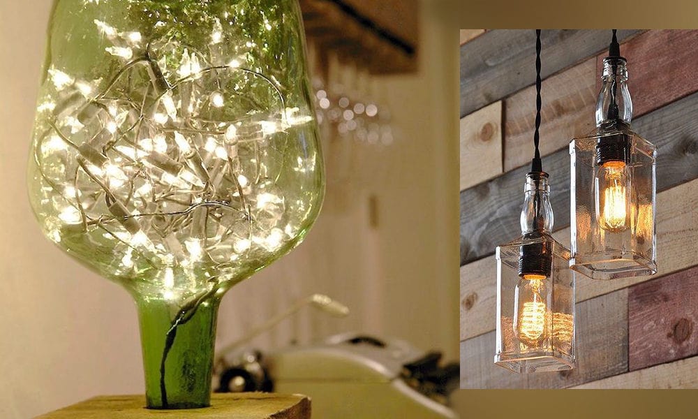 Convierte viejas botellas personalizadas en lámparas para decoración