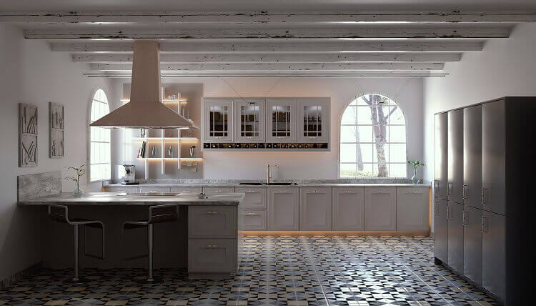 Combina el suelo de la cocina con el color de las paredes de tu cocina 